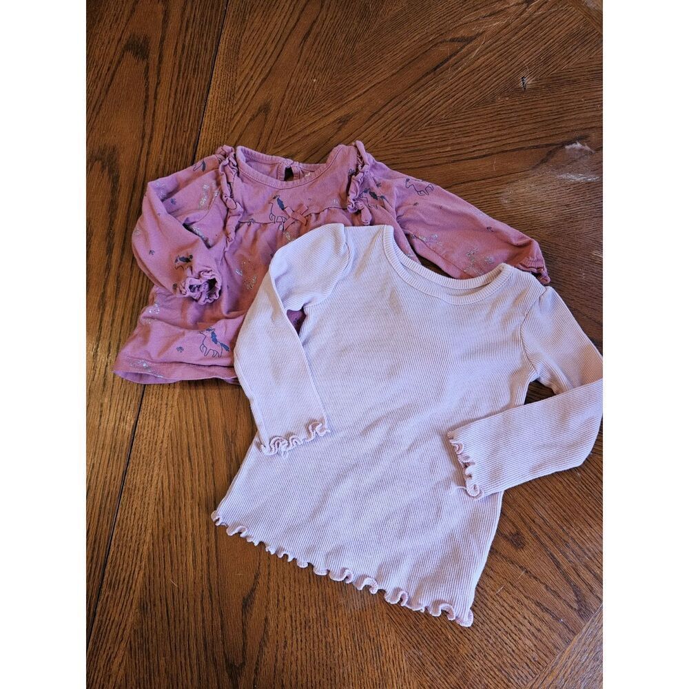 2 baby girls WINTER TOPS size 12 month Long Sleeve Shirt Bundle‎